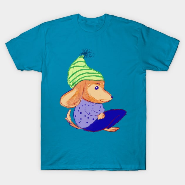 Little Puppy in a hat T-Shirt by Demonic cute cat